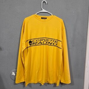 y2k Corvette Racing Yellow Long Sleeve Shirt Mens XL Coolplus Fiber deadstock